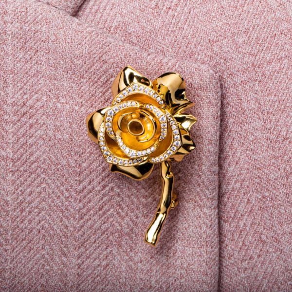 Votes for Women Gold Rose Brooch
